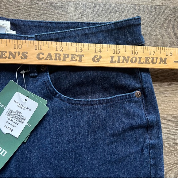 NWT L.L. Bean Super Stretch Slim Jeans Straight Leg Dark Indigo Women's size 14 - Picture 9 of 10